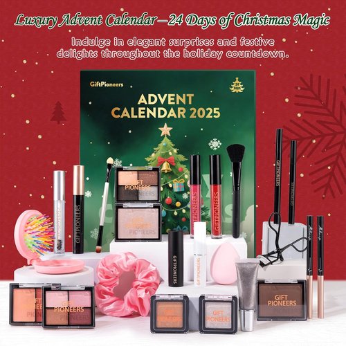 Makeup Advent Calendar 2025 - 24-Day Christmas Beauty Countdown Set for Women & Teens
