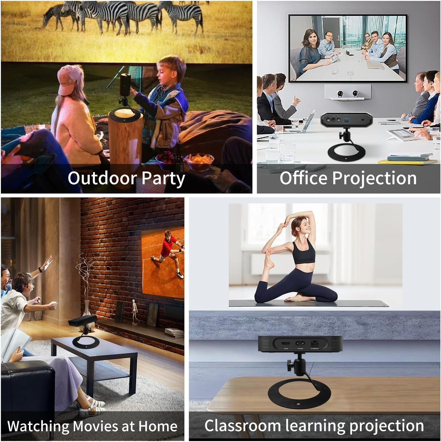 Tonalee 360 1/4" Projector Stand Table Tripod: Ballhead Angle Degree Adjustable with Screw for Most Projectors Webcams