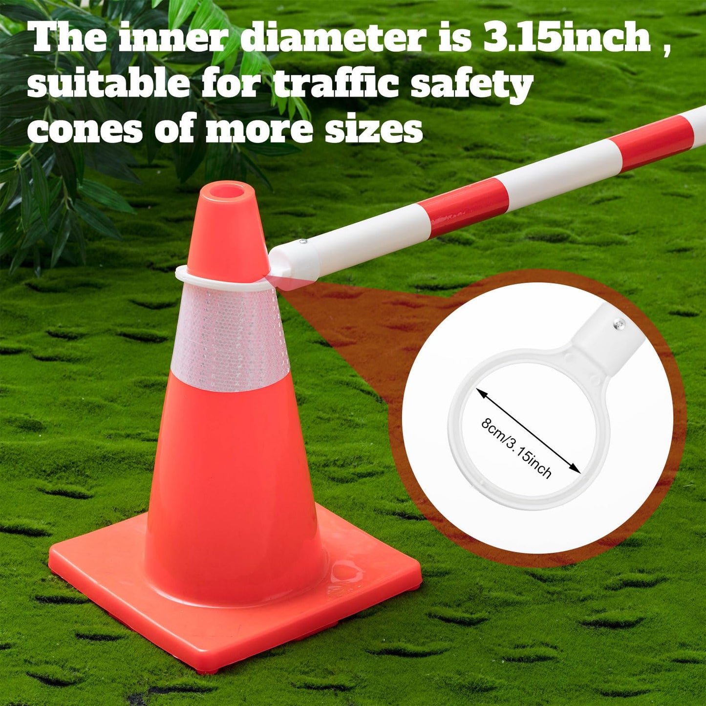 Kanayu 12 Pcs 6-10 ft Retractable Cone Bar Extendable Traffic Safety Cone Bar with Reflective Film Barricade for Parking, Road Construction,Cone Not Include (Red, White)