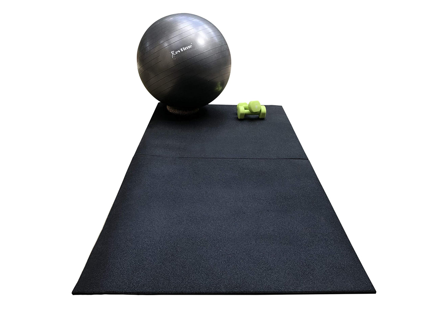 RevTime Ultra Thick Professional Fitness Mat, 39.5"x39.5" (1mx1m) 1/2" Thick Anti-Vibration Mat for Gym, Indoor Outdoor Fitness equipments, Heavy Duty Exercise Mat, Black
