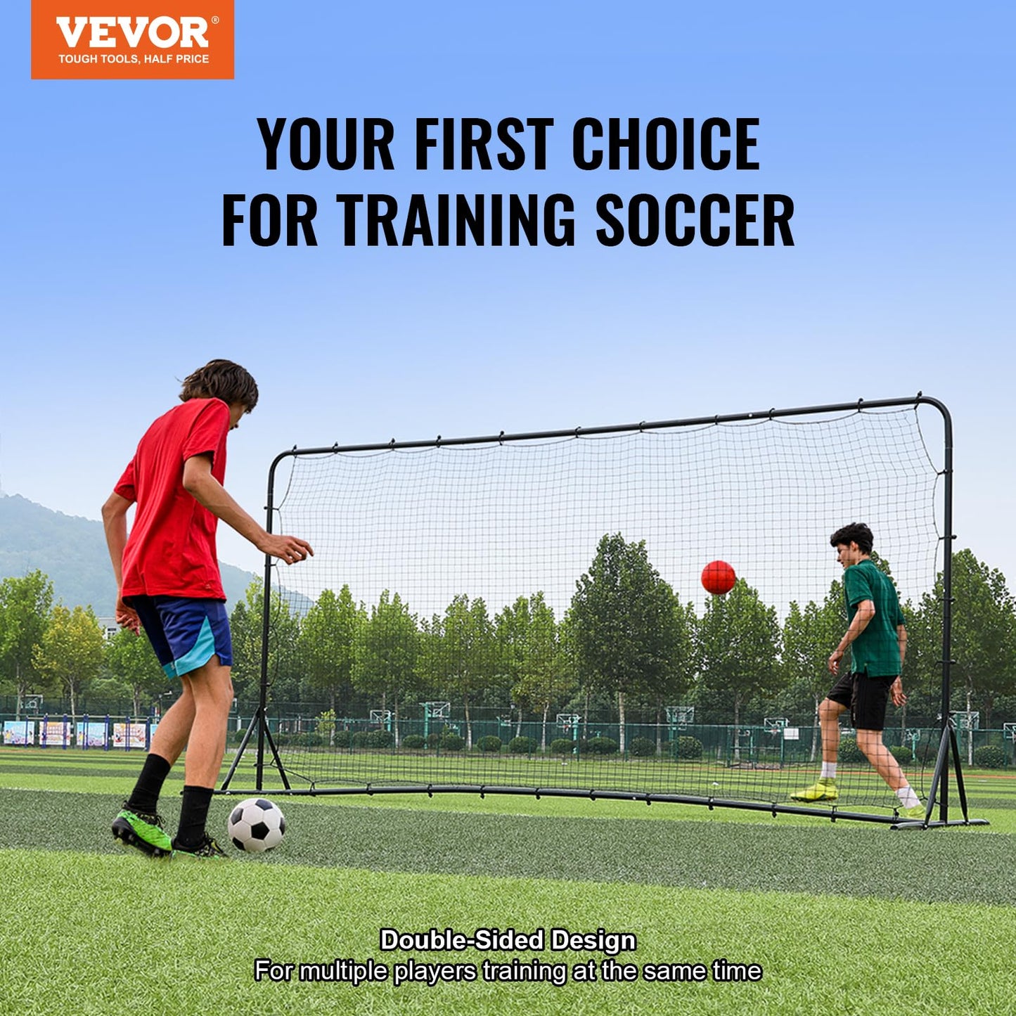 VEVOR Soccer Rebounder Net, 12x6FT Iron Soccer Training Equipment, Sports Football Training Gift with Portable Bag, Volleyball Rebounder Wall Perfect for Backyard Practicing, Solo Training, Passing