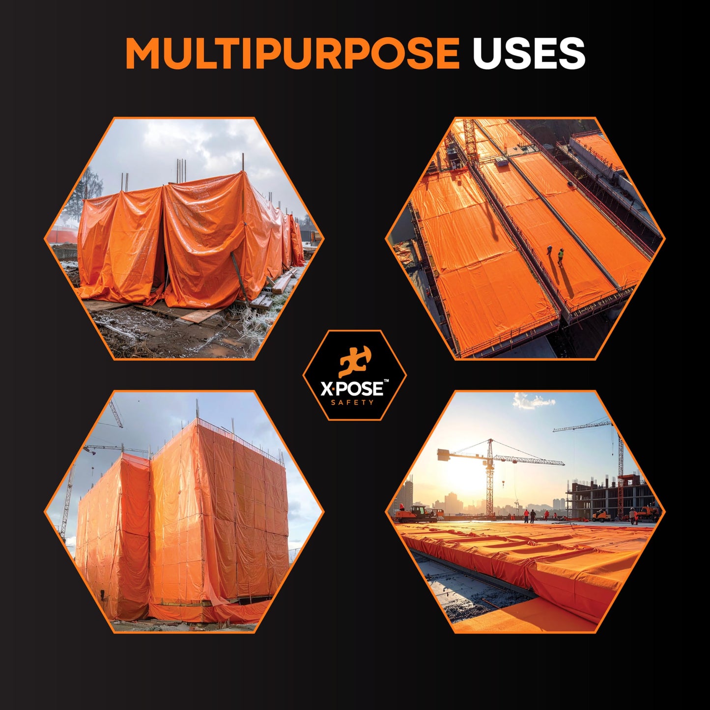 Xpose Safety Concrete Curing Blanket 6' x 25' Cut Size – 2 Layers 0.375" Thick Foam Insulation, UV & Water-Resistant, Brass Grommets, Heavy-Duty Stitching, Cold Weather Protection – Orange/Brown