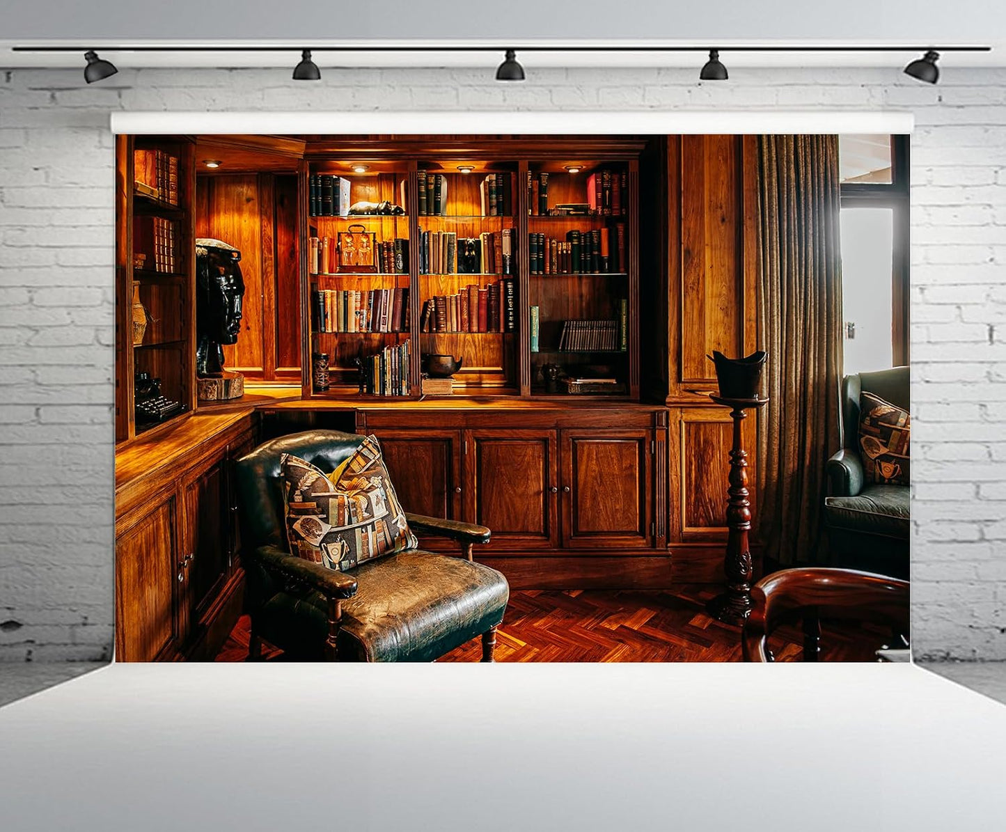 CHNYWORK 5ftx3ft Vintage Luxury Library Bookshelf Backdrop Antique Books Wooden Shelves Reading Room Interior