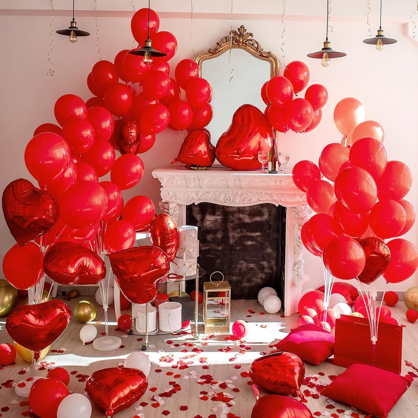 RUBFAC Red Balloons - 129pcs Premium Latex in Various Sizes for Wedding, Birthday & Party Decor