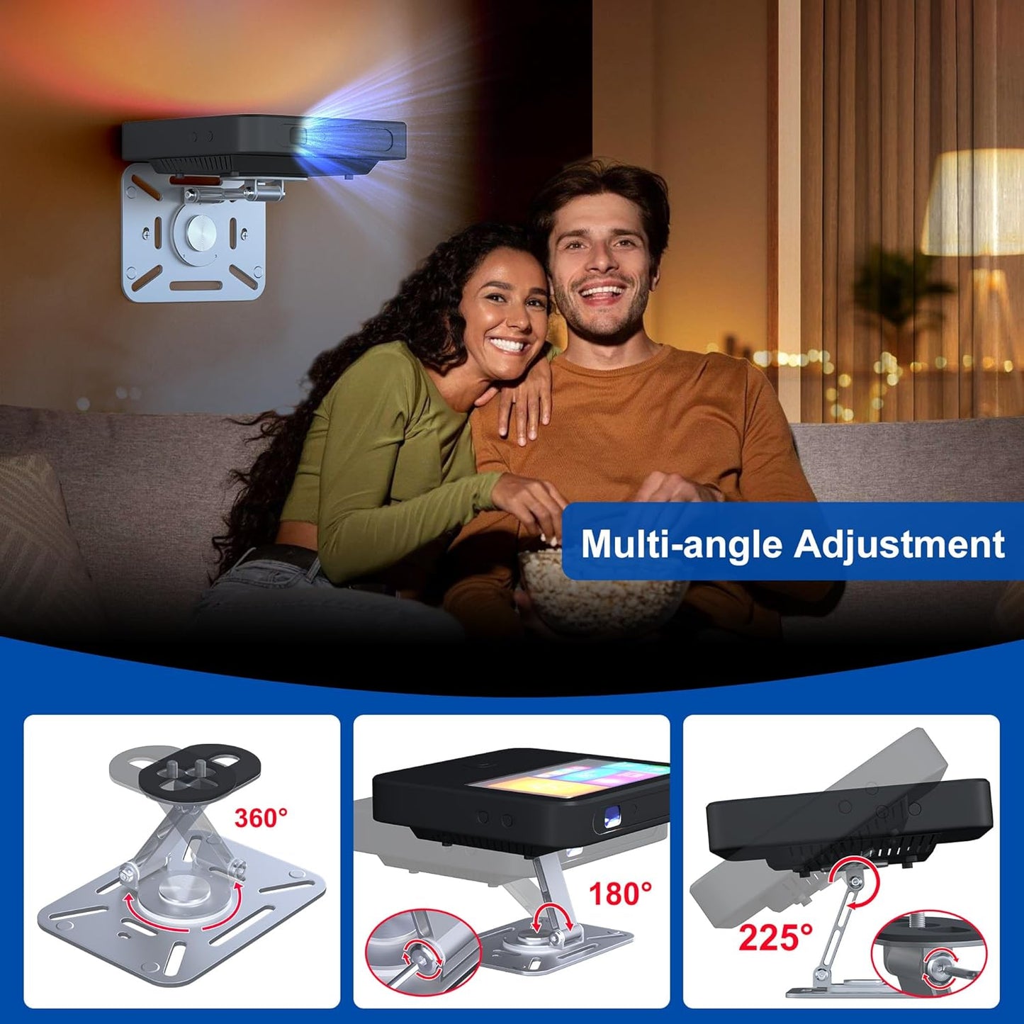 Zeleramdo 3 1 1/4" 360 in Desktop Projector Stand, Foldable Table Projector Mount with Thread, Rotation Projector Wall