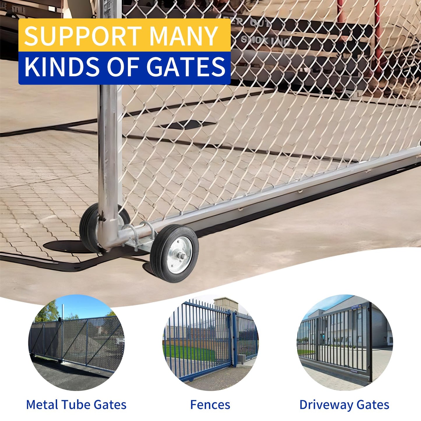 Adjustable Sliding Gate Wheel, 8" Tensioner Set With Mounting Bracket and U-Bolts - Premium Accessory for Smooth Operation, Rubber Wheels for Metal Tube and Driveway Gates