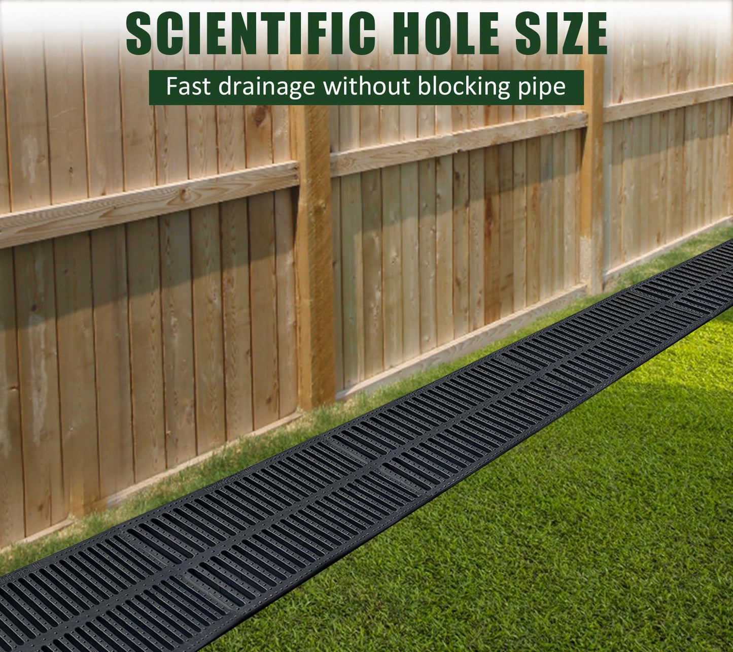 Natotela A15 6 Pack Polymer Plastic Channel Drain Grate-19.7x7.9x1 in Durable Trench Cover,Total Length 118 in Polymer Drain Strainer,Outdoor Drain Grates for Yard Sidewalk Patio Houseside