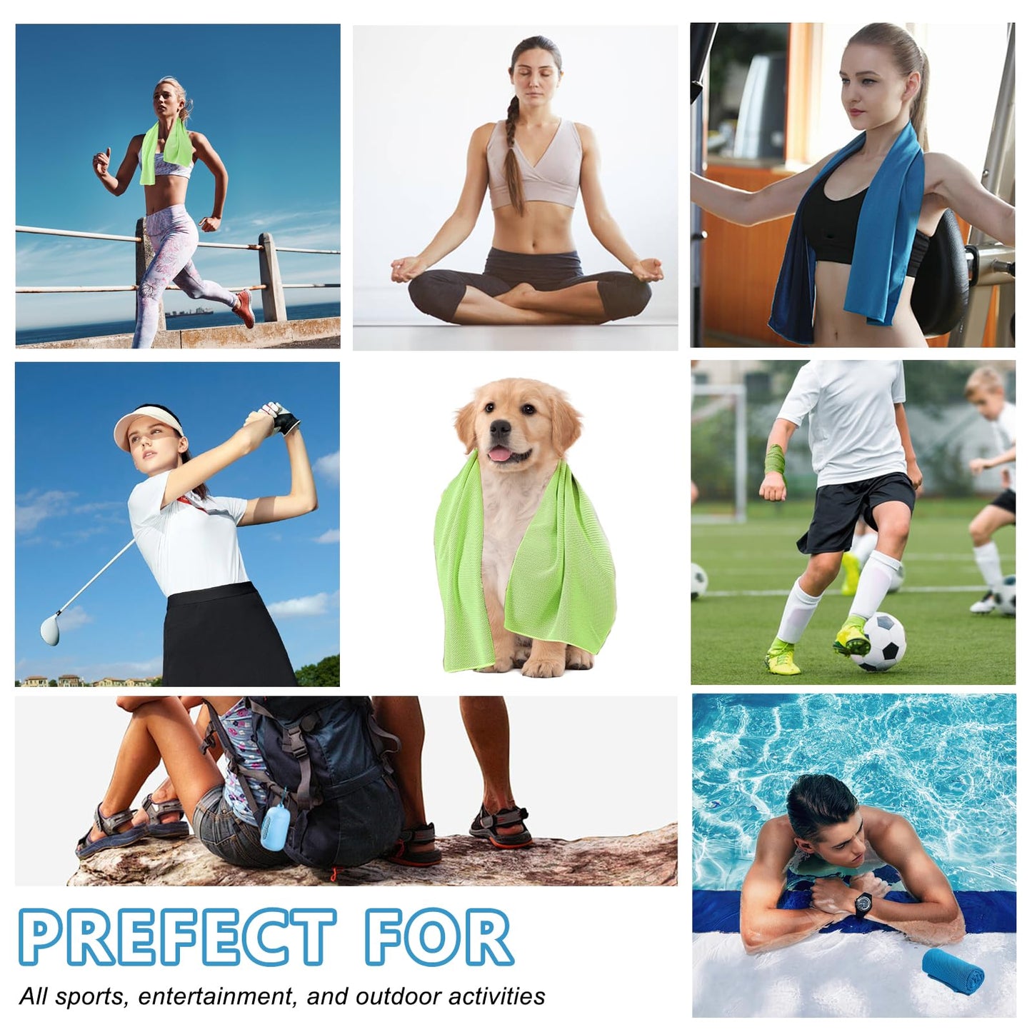 Aenfaiy 4 Pack Cooling Towels (40"x12"), Microfiber Chilly Towels Soft Breathable Gym Ice Towel for Workout, Yoga, Sport, Silicone Set Travel Sweat Towels Fast Drying Lightweight Cooling Neck Wraps