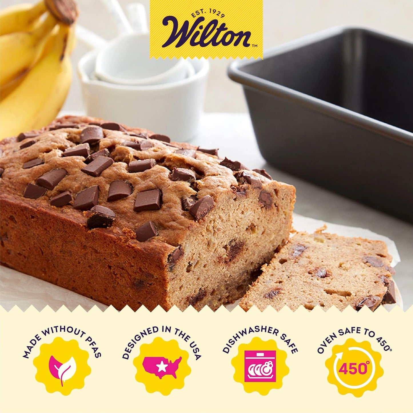 Wilton Platinum Non-Stick Loaf Pan - 9 x 5 Inch Stainless Steel Bakeware, PFAS-Free Design