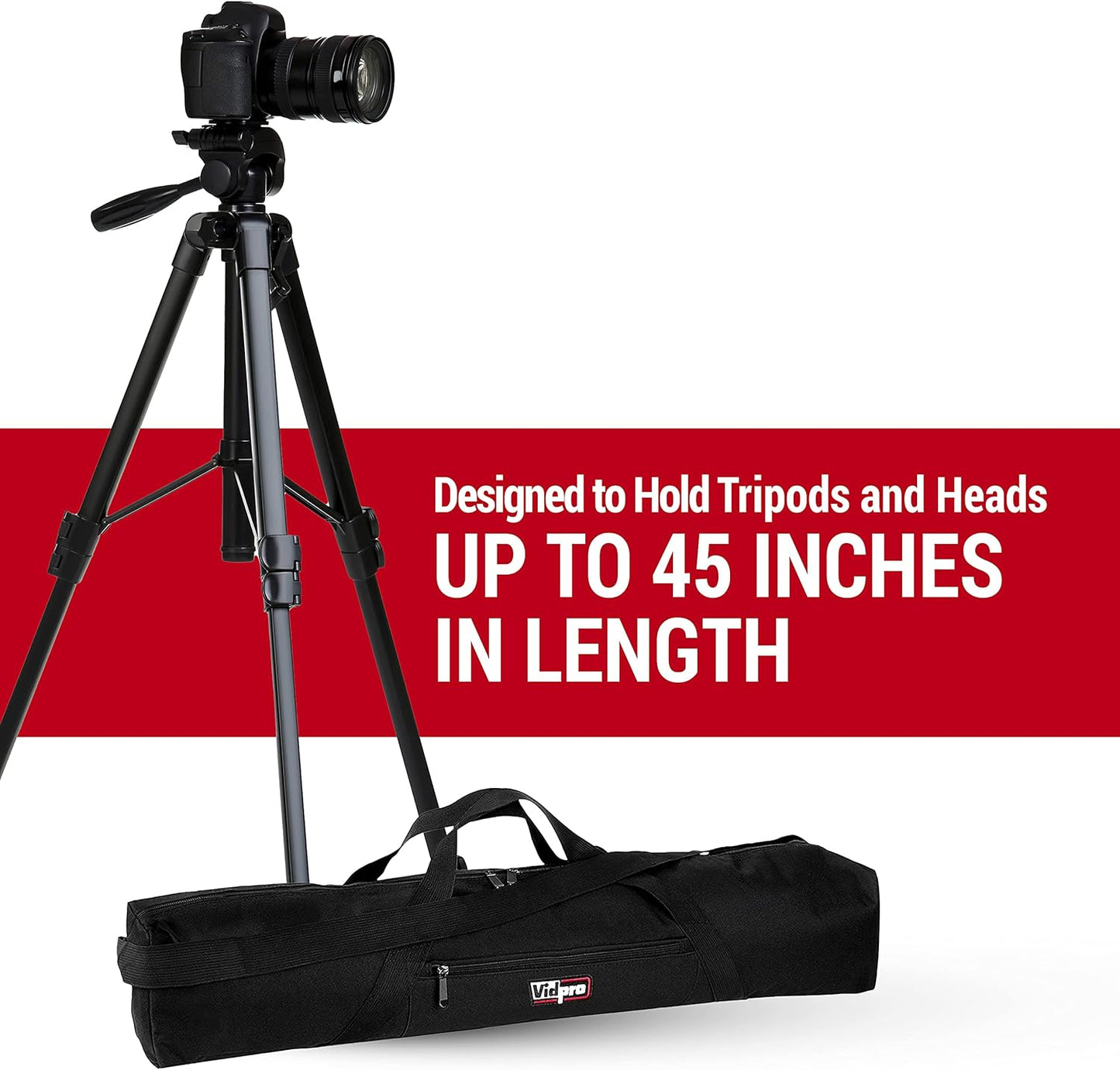 TC-45 45 Inches VidPro Tripod Carrying Case - Heavy Duty Nylon Bag with Shoulder Straps and Handles - Compact Case