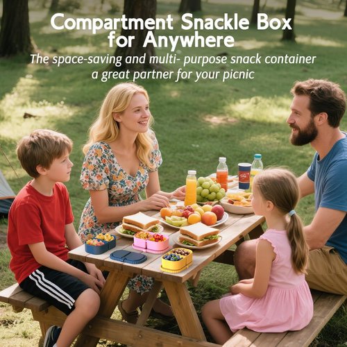 ICEROYCE 6 Pack Reusable Silicone Snack Containers with Lids, 2 Compartment Leakproof Food Storage Containers, BPA-Free Portable Snack Boxes for Lunch, School, Adults