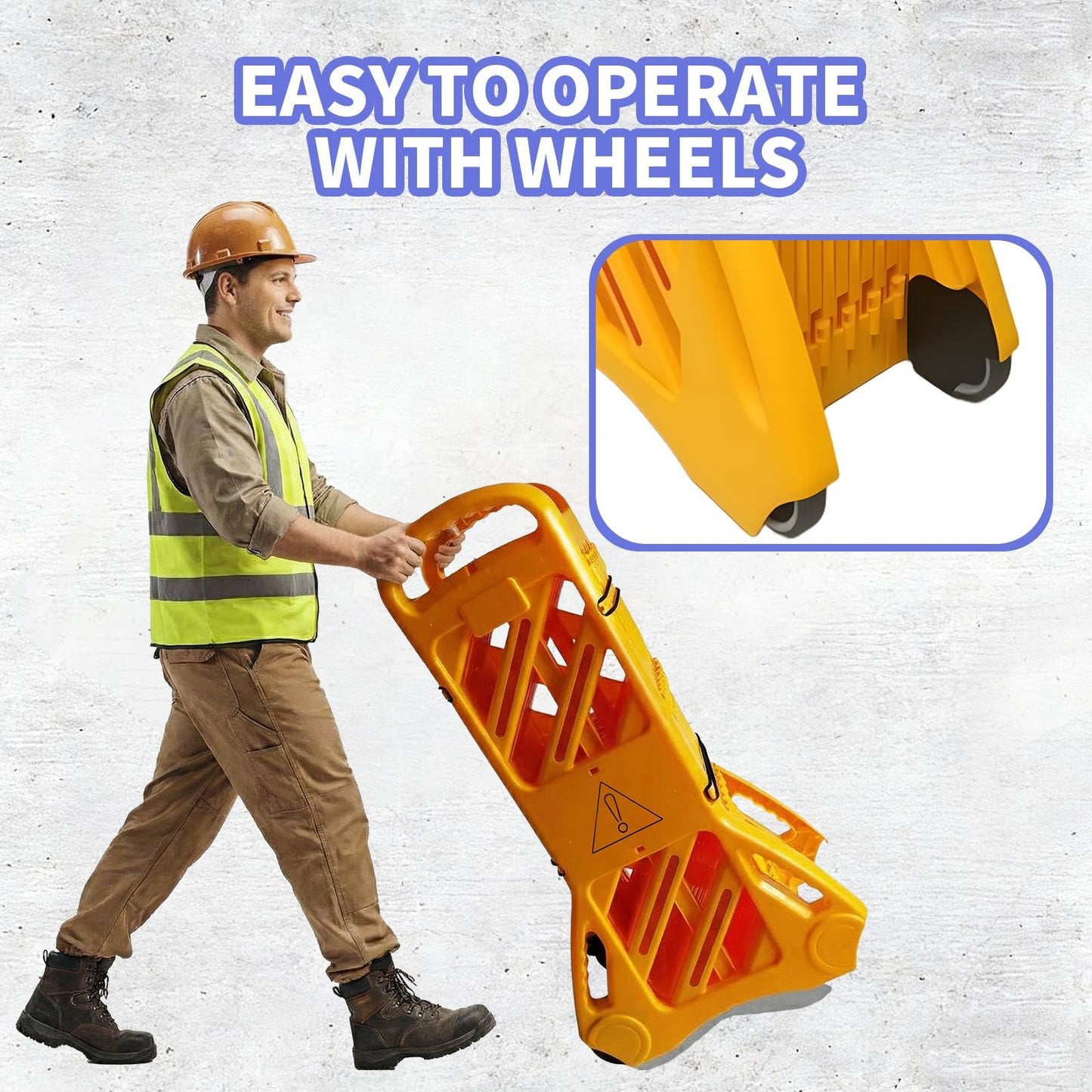 Commercial Portable Safety Barrier, 13Ft Expandable Mobile Barricade, Heavy-Duty Weather Resistant Metal-Plastic Barrier for Construction Traffic Control Driveway Home Commercial Use