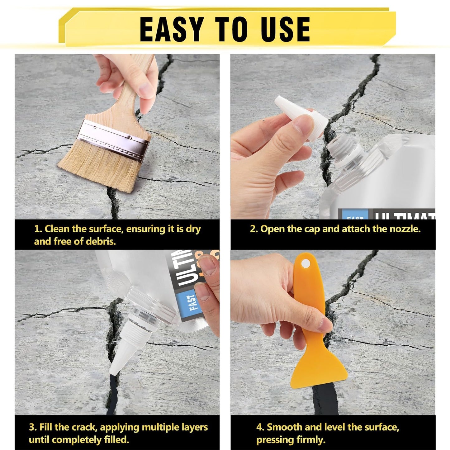 Asphalt Crack Filler, 17.6 Floz High Elasticity Asphalt Driveway Crack Filler, Self Leveling Blacktop Sealant for Filling in Cracks on Driveway and Road, Blacktop Concrete Joint Filler