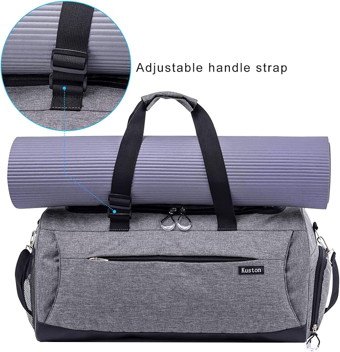 Kuston Sports Gym Bag with Shoes Compartment &Wet Pocket Gym Duffel Bag Overnight Bag for Men and Women
