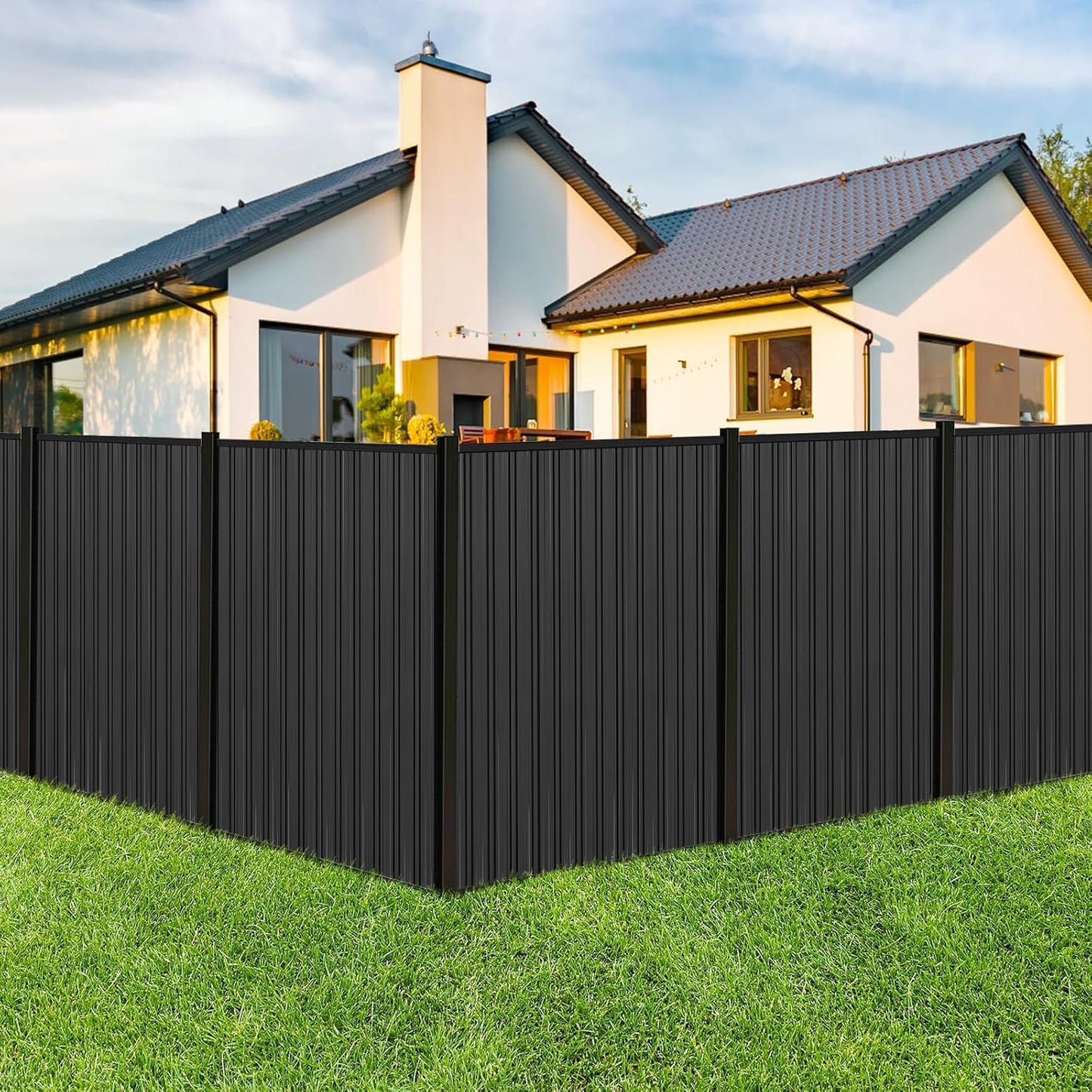 Metal Roof Panels 50.78X16.77 in 12 PCS Galvanized Steel Corrugated Tin Roofing Panels Gazebo Top Cover Garages,Black