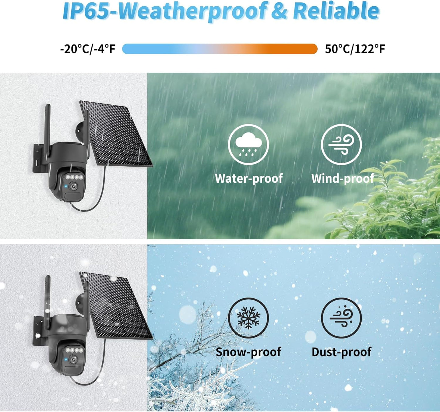 WY-LINK 360 Solar Camera Outdoor Wireless, Cameras for Home Security, Two-Way Talk, Auto Tracking, Light Alarm, Color
