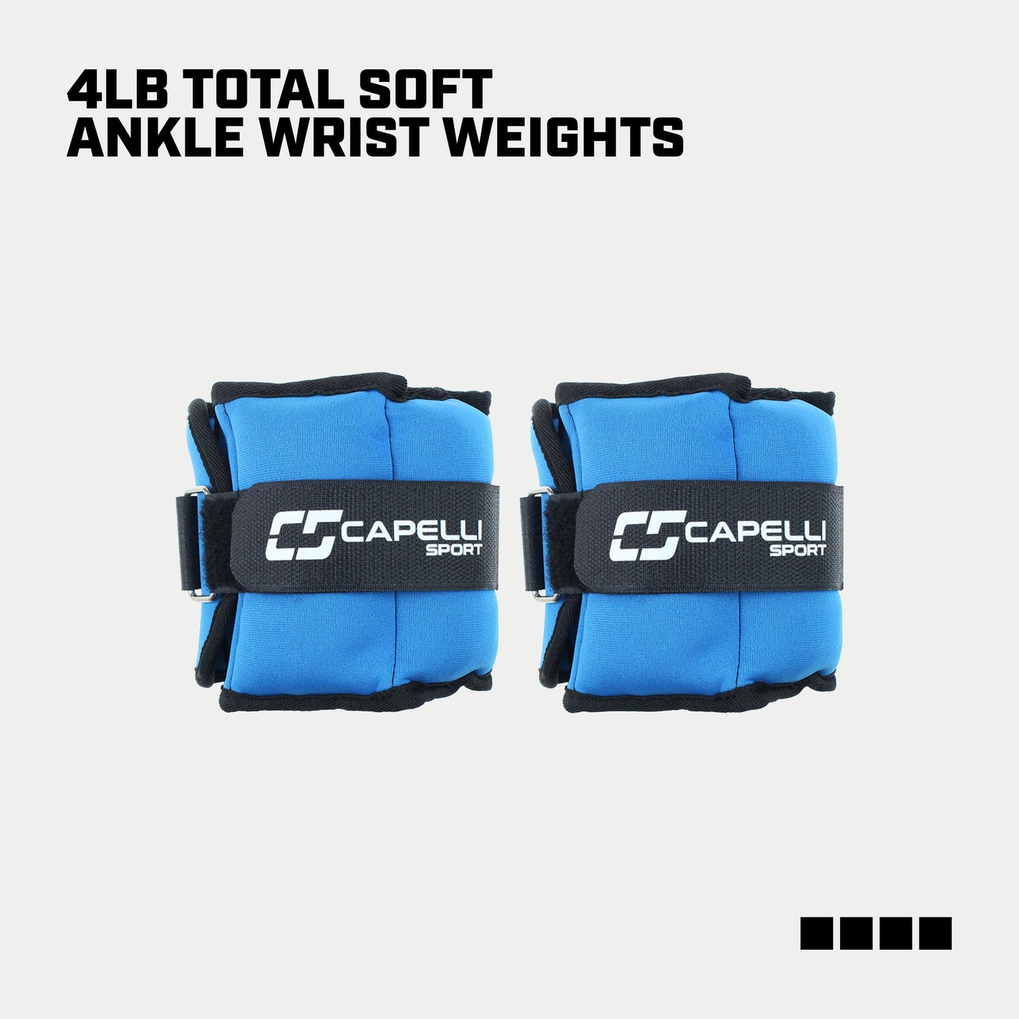 Capelli Sport Ankle and Wrist Weights, Leg and Arm Weights with Adjustable Straps, Blue, 4 lbs, Set of 2