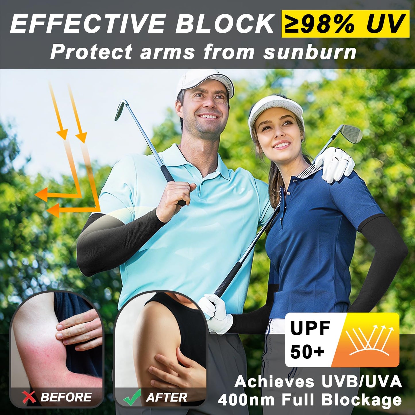 ROCK TAKIN UPF 50+ UV Arm Sleeves for Men Women, Sun Protection Cooling Sports Sleeves for Running Cycling Golf Baseball Tattoo Cover