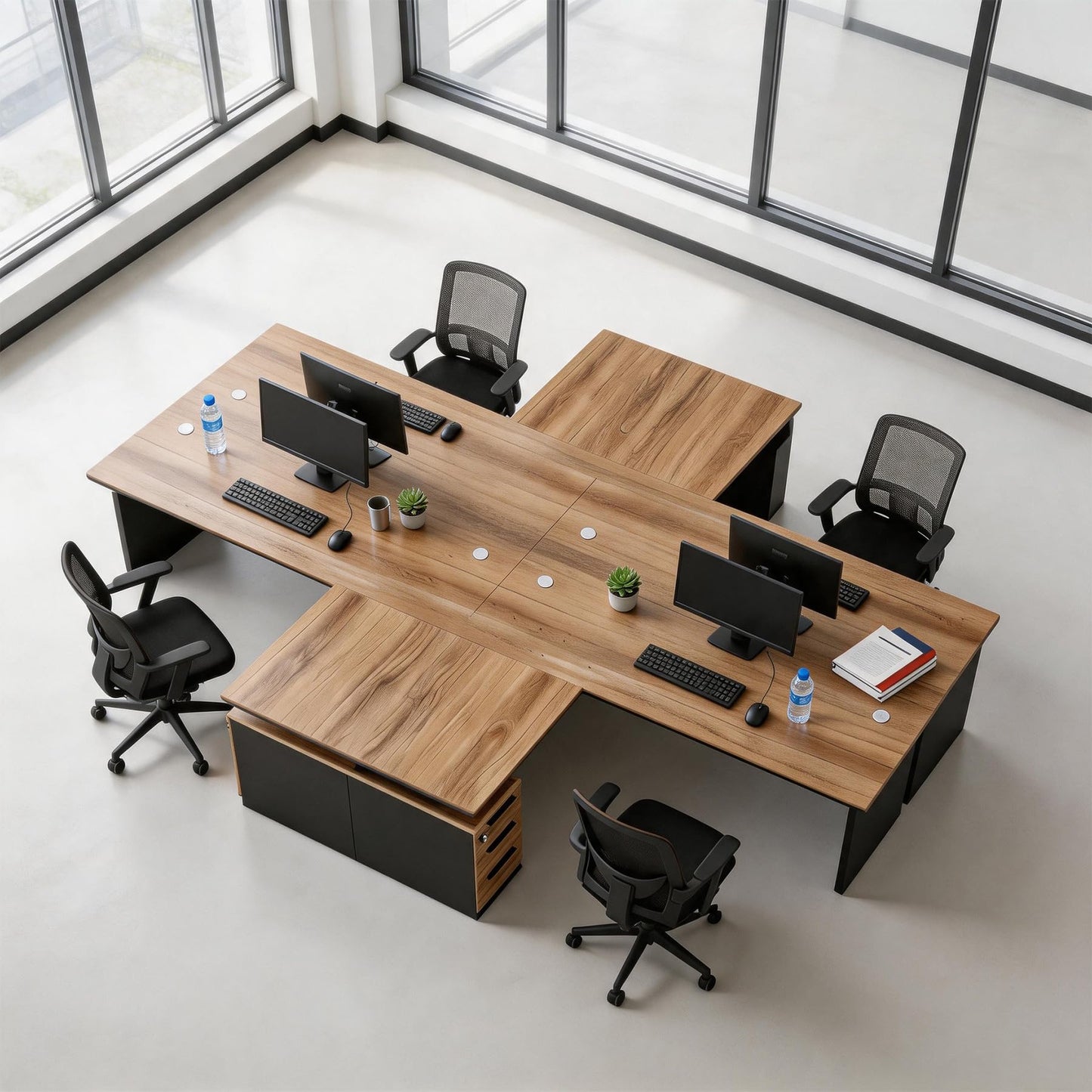 SAINTCY 63" L Shaped Executive Desk with Locking Drawer & Privacy Panel, Industrial Modern Wood Office Desk with Cable Management, Solid One-Piece Reversible for Home or Business Workspace (2)