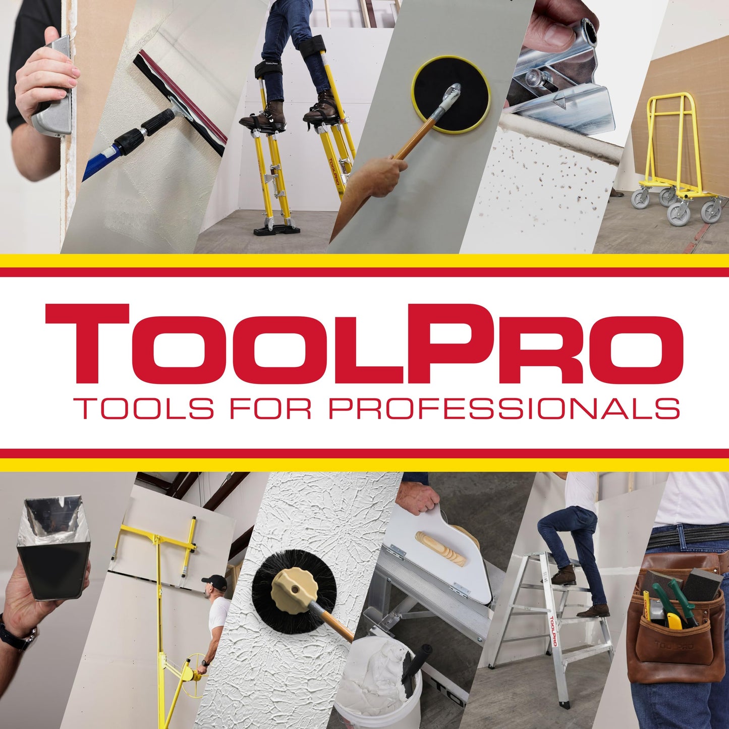 ToolPro Professional Grade Adjustable Drywall Stilts - for Drywall Installation, Painting, and More. Soft Strap Bands to Reduce Soreness and Smoother use (24-40 in., Aluminum)