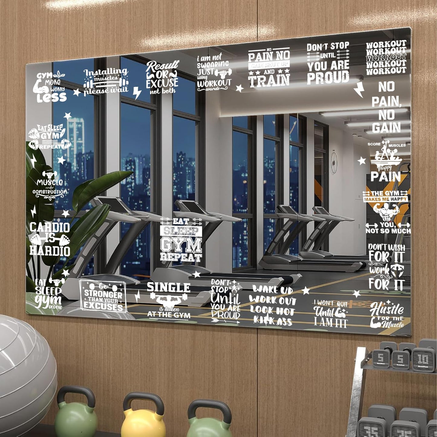 22 PCS Gym Mirror Vinyl Decals Motivational Gym Wall Decal Exercise Inspiring Self Affirmation Decals Positive Fitness Home Decor for Glass Mirror Stickers Peel and Stick Workout Room Crafts Supplies