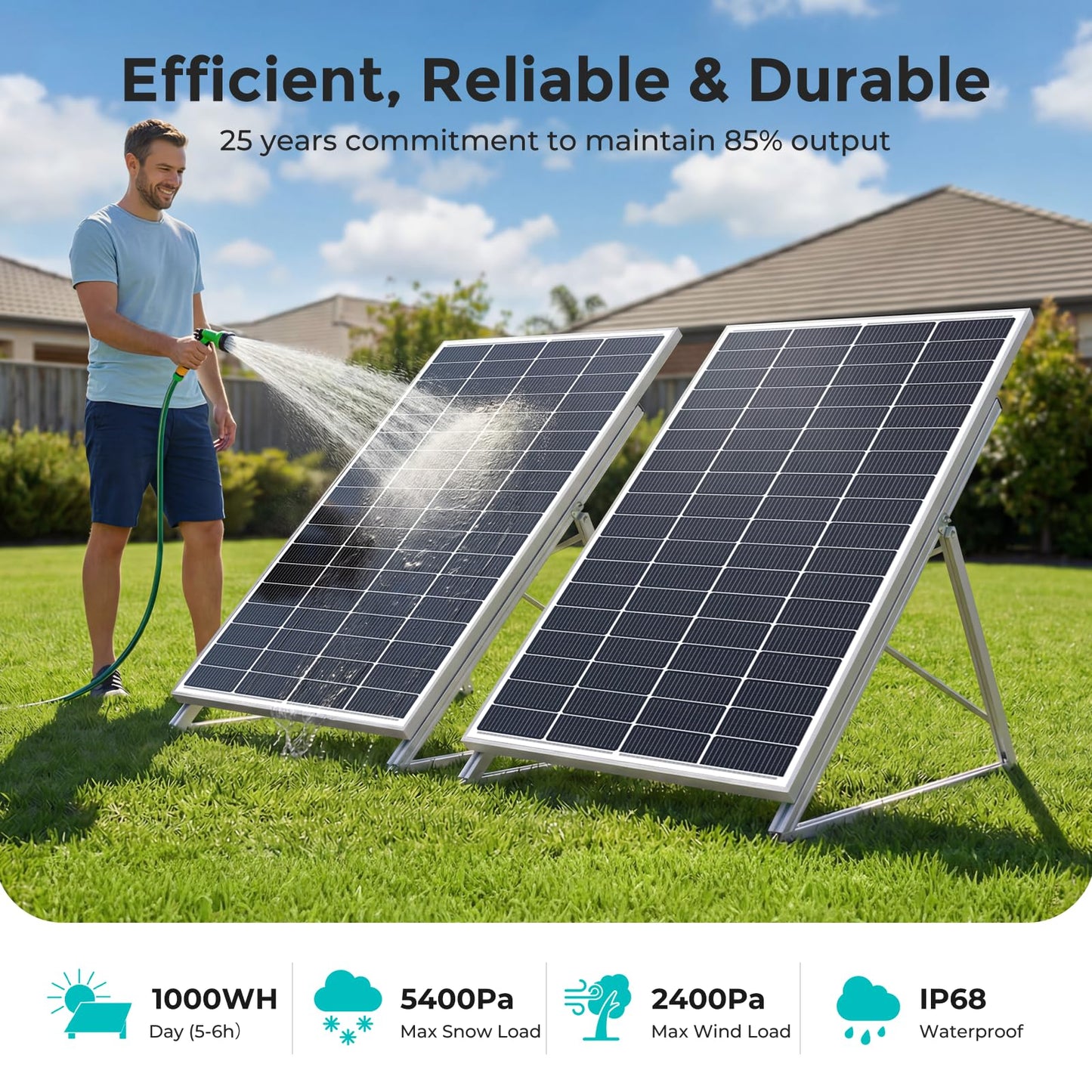 8000 Watt Solar Panels, 200W Solar Panel 4Pack, 12V 16BB N-Type Monocrystalline 25.6% High Efficiency, Grade A+ Cells IP68 Waterproof, for RV, Van, Marine, Rooftop, Farm Off-Grid Power Systems