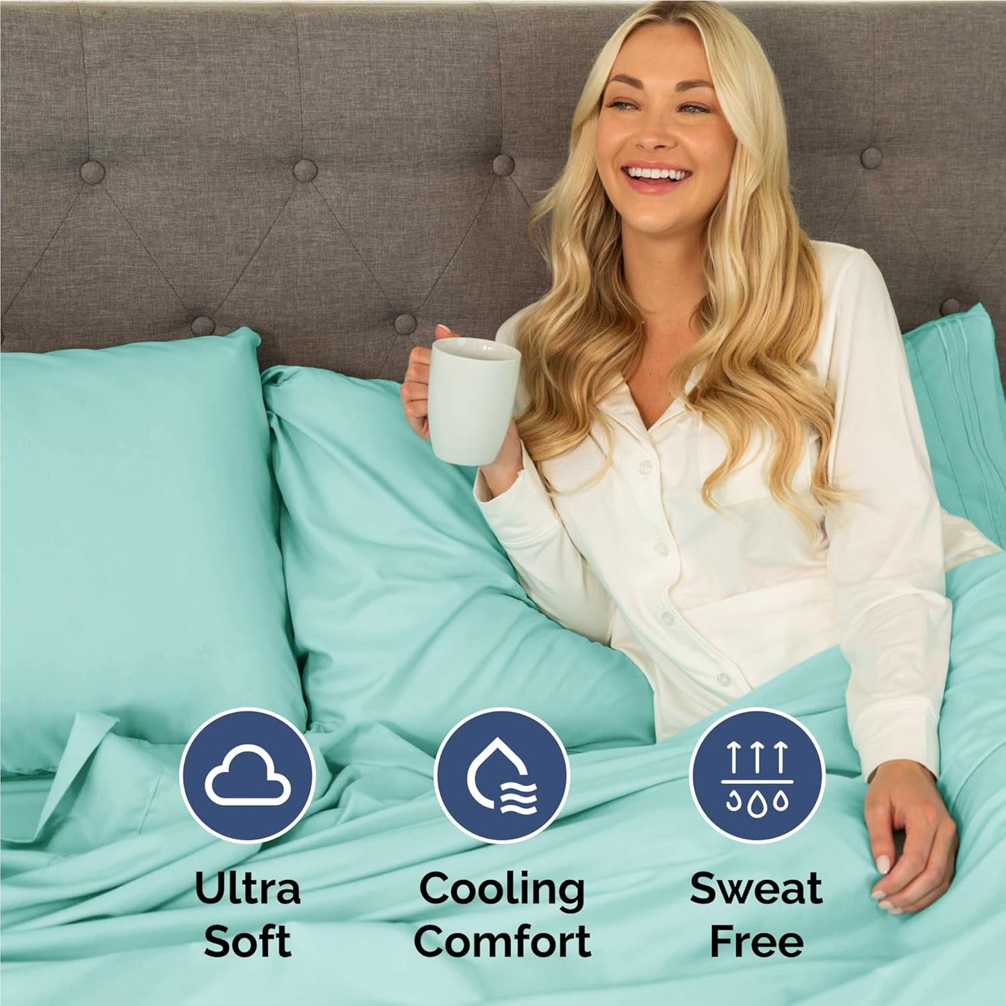 Regine Switzerland Twin XL Sheet Set - Comfy Cooling Bed Sheets - Luxury Hotel Quality - Deep Pockets, Soft, Wrinkle-Free - Spa Blue