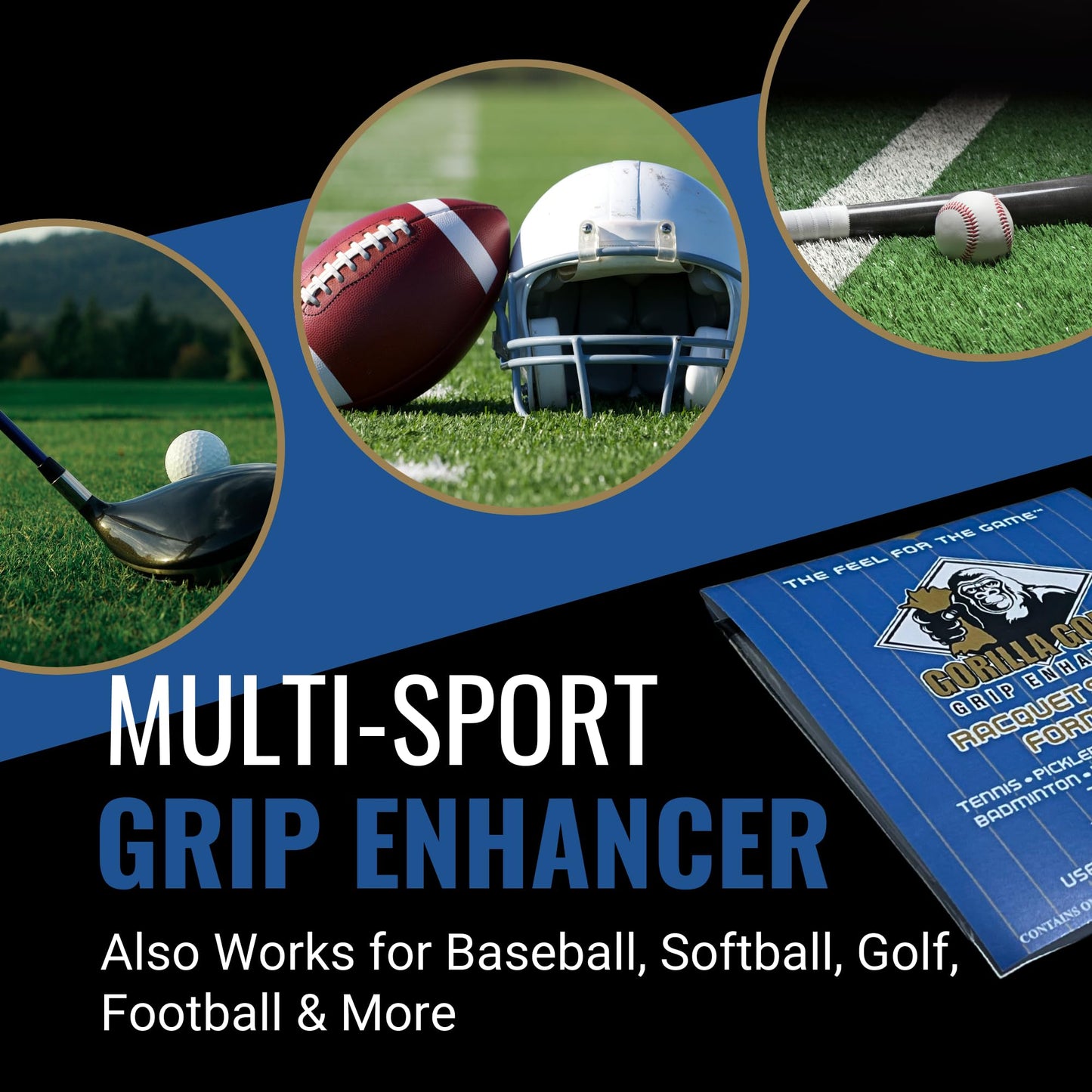 Gorilla Gold Grip Enhancer Tacky Towel - USA-Made Chalkless Competition-Approved Formula for Tennis, Golf, Softball and More - Versatile Multi-Sport Moisture Control for Sweaty Hands