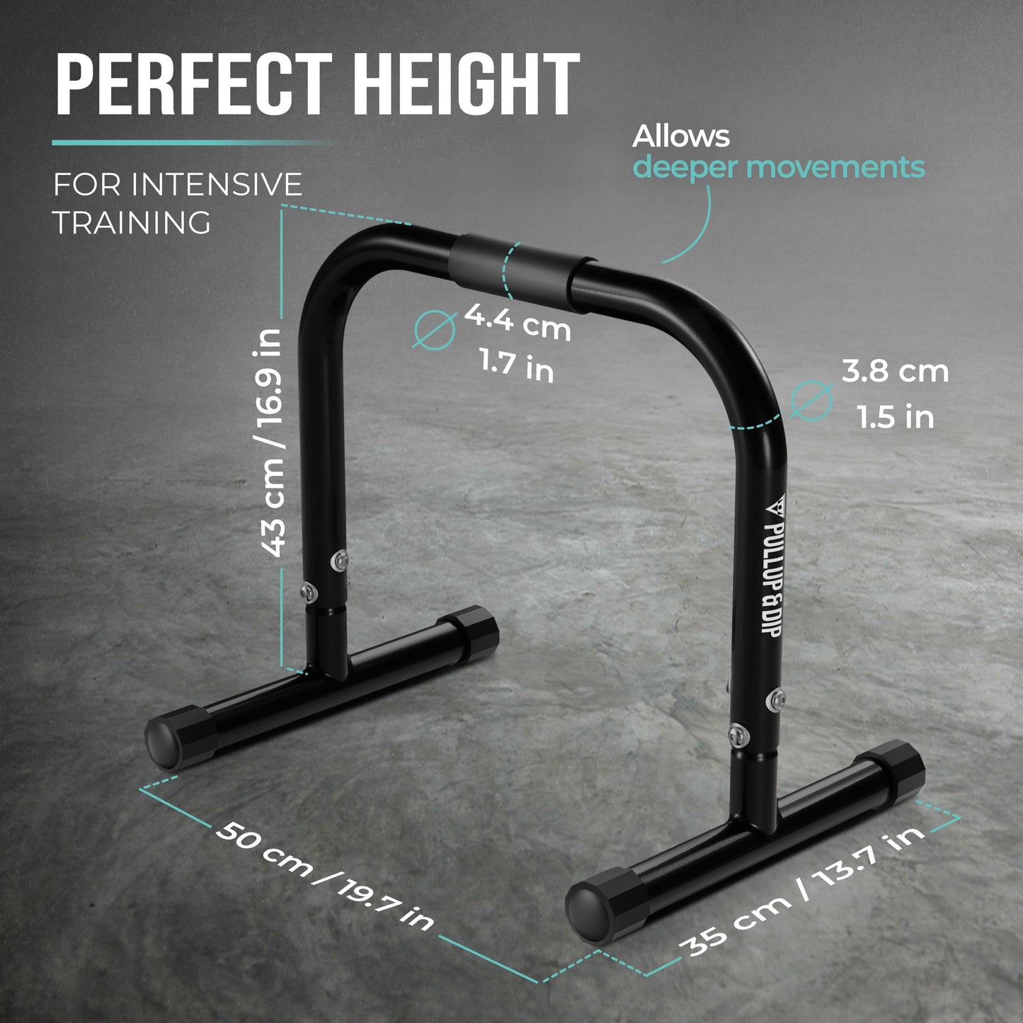 PULLUP & DIP Fitness Parallettes, Medium Parallette Bars For Calisthenics, Crossfit & Gymnastics, Handstand Bars With Extra Wide Handle & No Wobbling