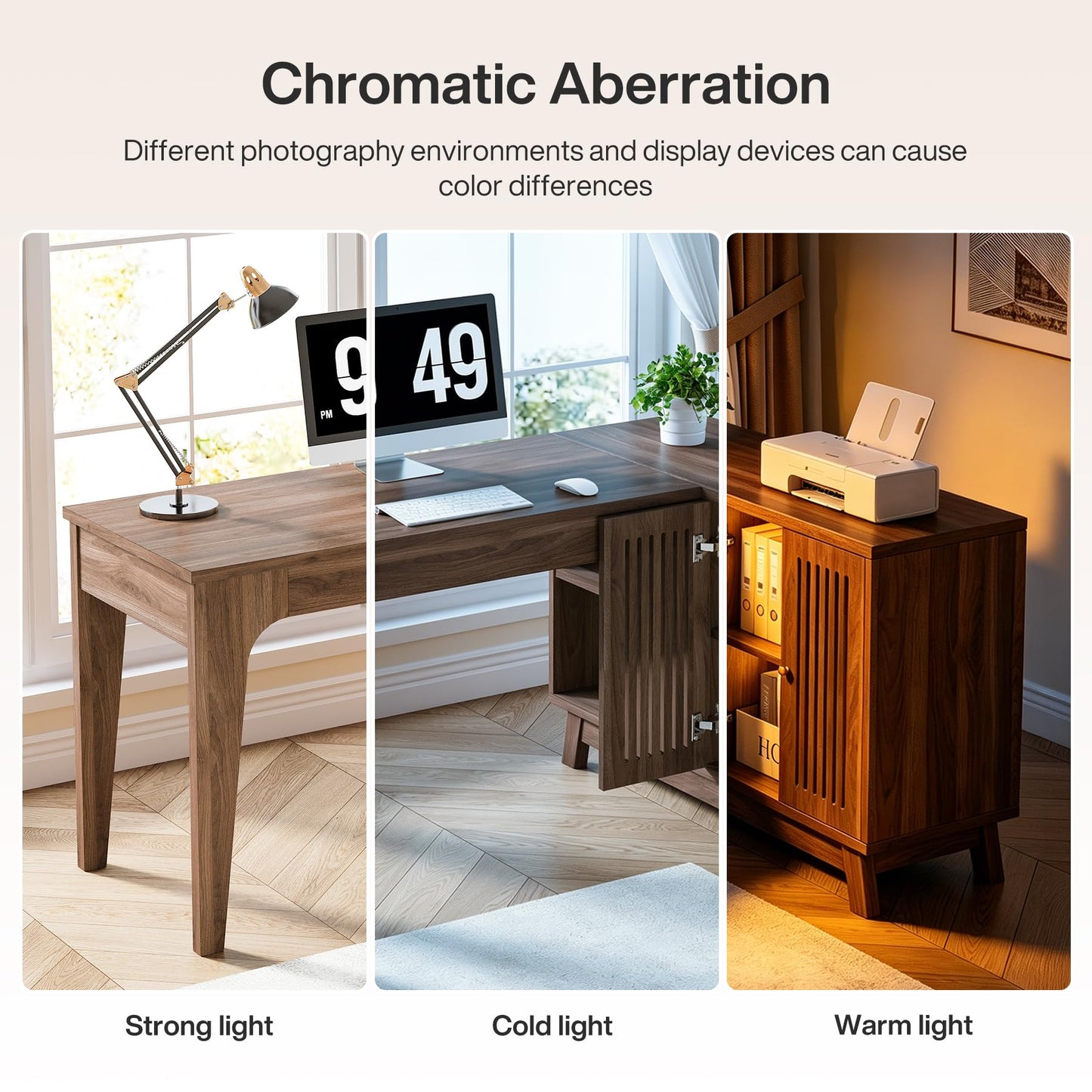 Tribesigns L-Shaped Desk with Storage Cabinet, 57-Inch Wood Corner Workstation, Home Office Computer Desk, Study Writing Table for Bedroom, Walnut