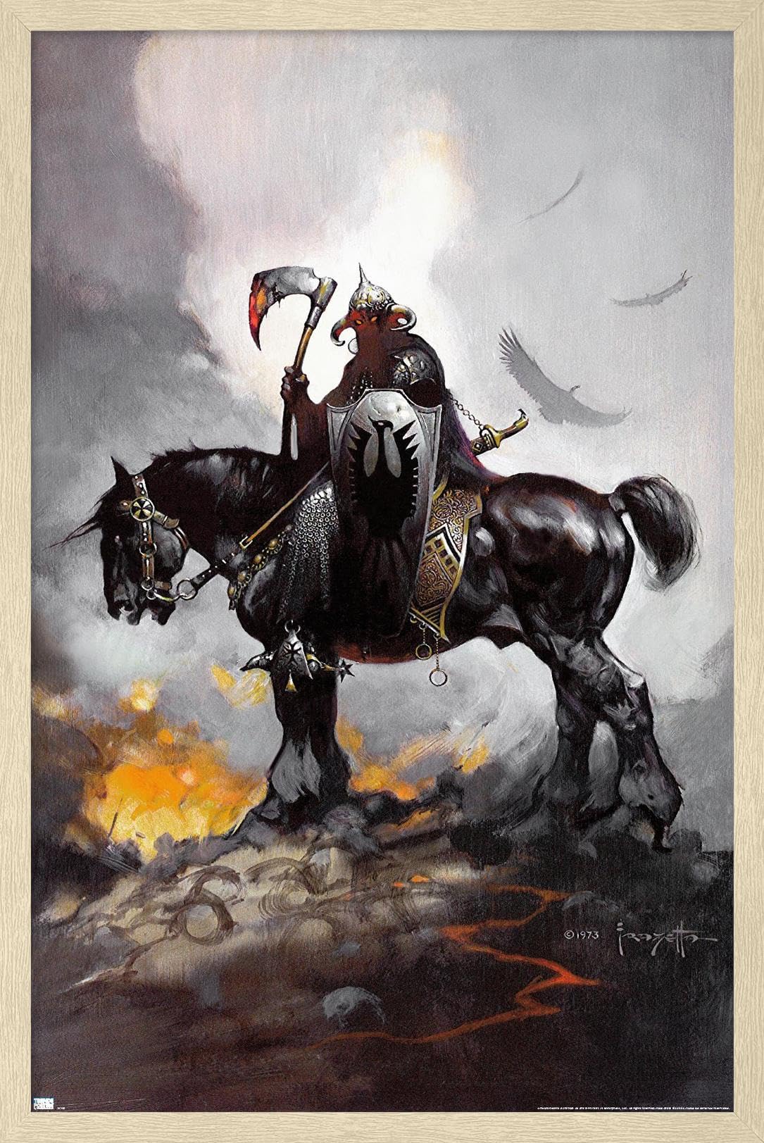 Frank Frazetta - Death Dealer 1 Wall Poster, 22.4L" x 14.7W", Blonde Framed Version
