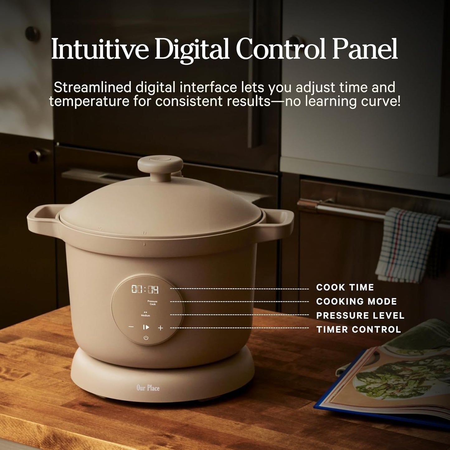 Our Place Dream Cooker - 6 Qt Ceramic Nonstick Multicooker with Touchscreen & Auto Steam Release | 4 Cooking Modes in Blue Salt