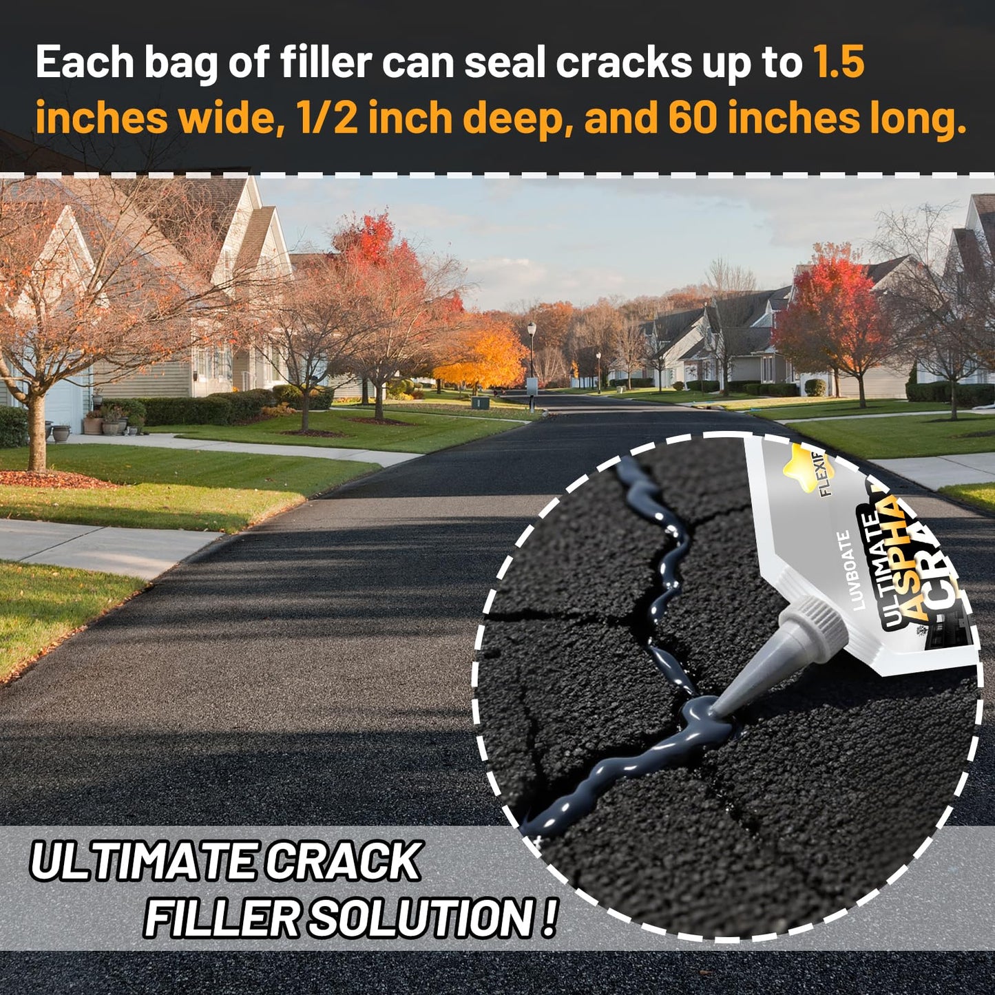 Asphalt Crack Filler, 4.5LB High Elasticity Driveway Crack Filler, Self Leveling Waterproof Repair Sealant for Driveway, Walkway, Road, Blacktop Concrete Joint, Indoor & Outdoor - Black (74oz)