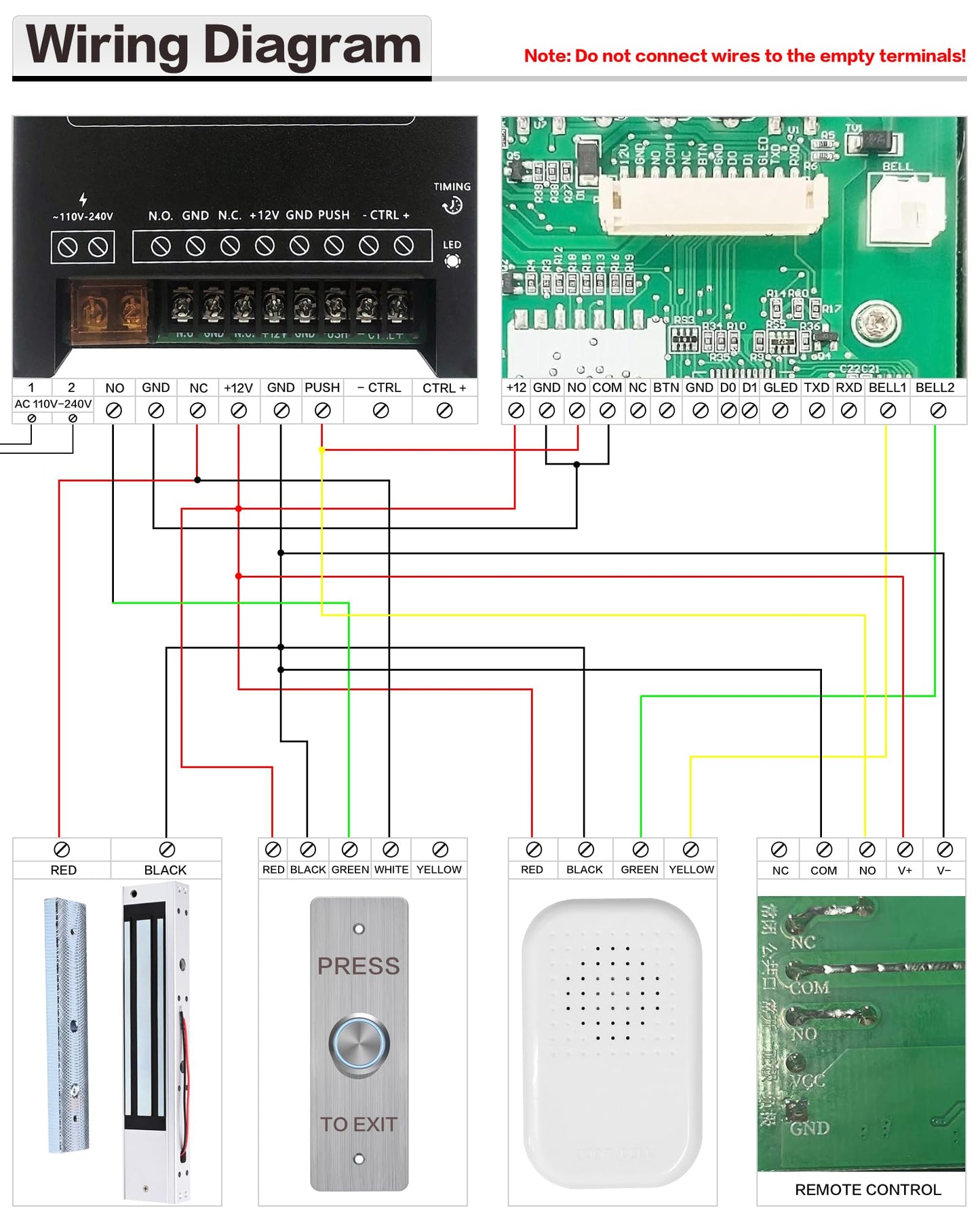 Door Access Control Kit, RFID Keypad, 600LB Magnetic Lock Set, Exit Button, Doorbell, Power Supply Controller, 10 RFID Key Fobs (XC50-280kg-Kit)