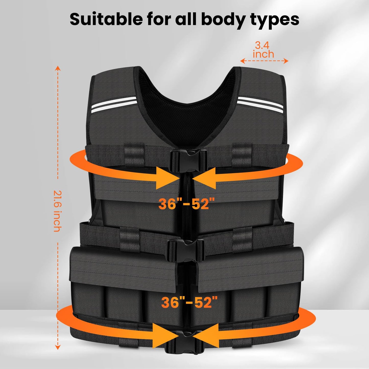 DMDG Adjustable Weighted Vest for Men Woman With Shoulder Pads 2lbs-30lbs, Weight Vest For Walking, Rucking, Cross Training, Running, Muscle Building - Breathable, Comfortable, Washable(2LB-30LB)