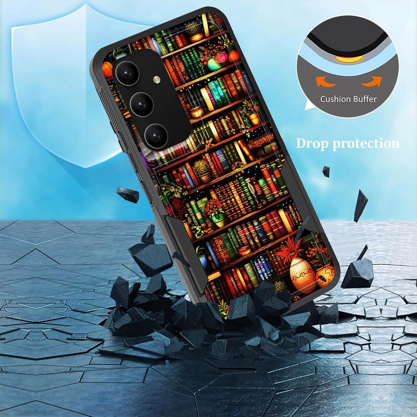CICPLKSE S25 S25 6.2 inch 2025,Library for Galaxy Case,Dual Layer Heavy Duty Hybrid Shockproof Hard PC Soft Silicone