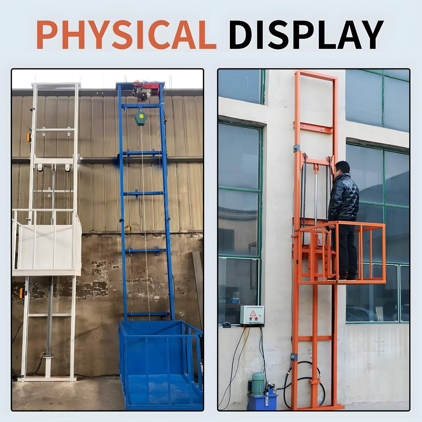 JIN YANG HU 1Ton/2200Lbs Load Electric Platform Lifts,9.8FT Lifting Height Hydraulic Freight Lift Elevator,Wall Mounted Factory Warehouse Home Space Dedicated Freight Elevator