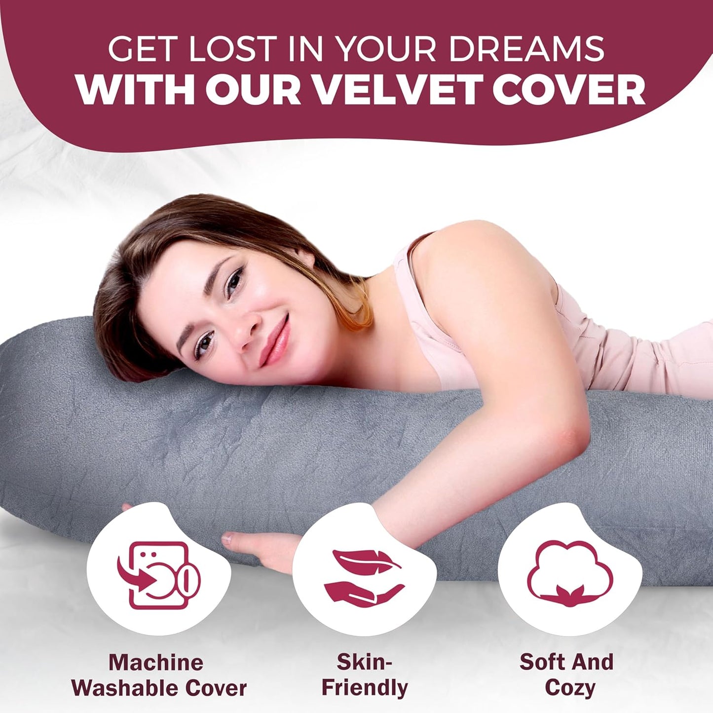 PILLANI Pregnancy Pillow - 57-Inch Maternity Support for Back, Belly, Neck & Hips | Removable Washable Cover