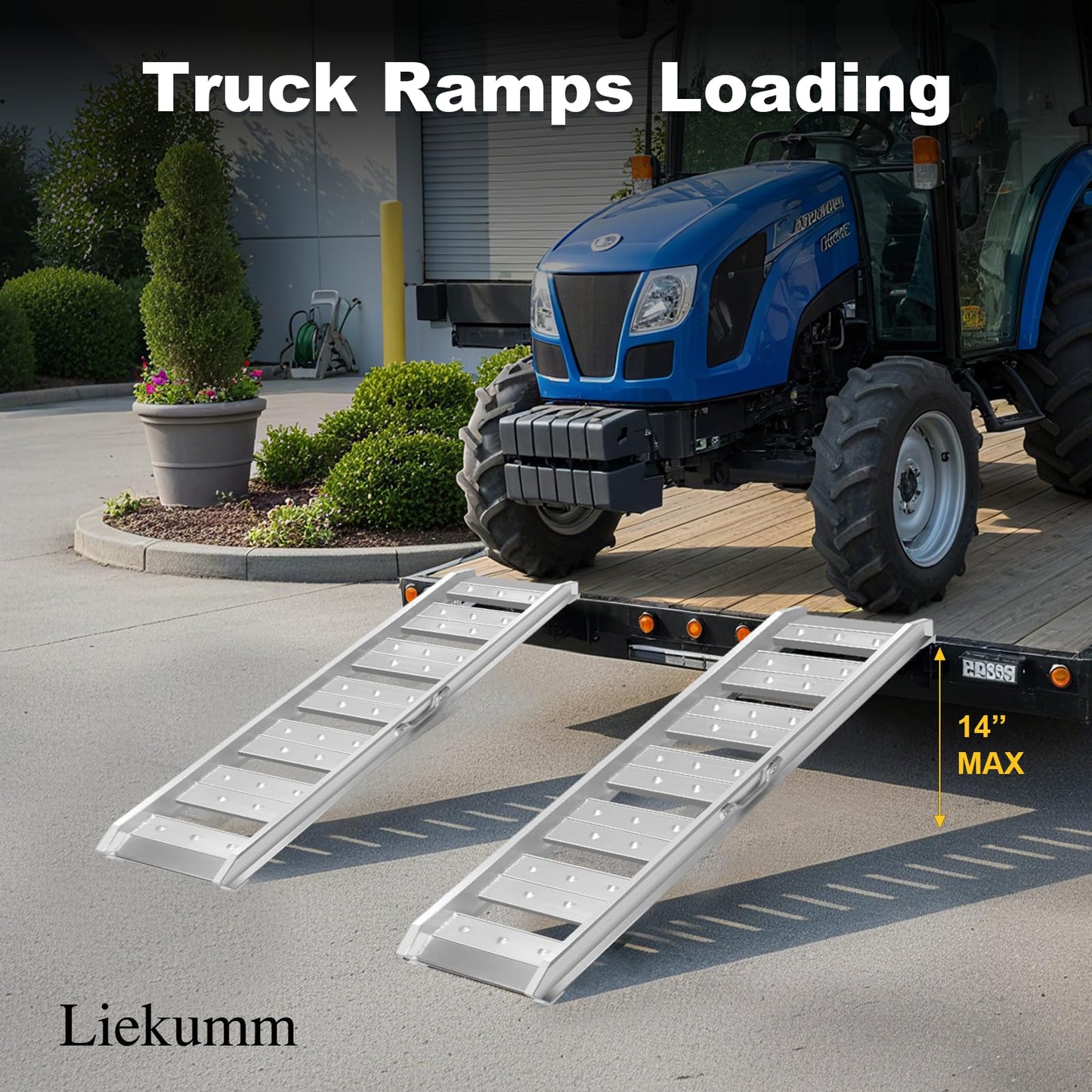 LIEKUMM 4FT Aluminum Truck Ramps, 2 Pcs 3520 Lbs Capacity Heavy-Duty Trailer Ramps, Portable Loading Ramp for Pickup Trucks, ATVs, Motorcycles, Lawn Mowers, and UTVs