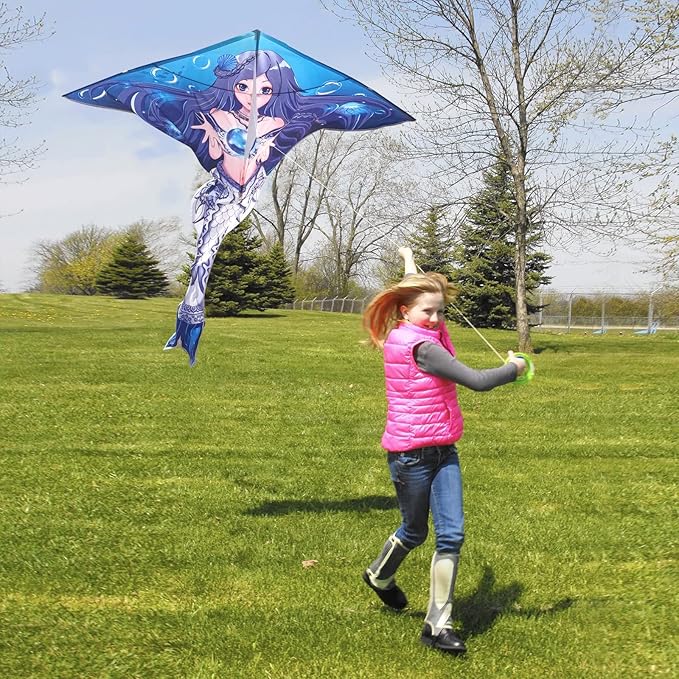 Mint's Colorful Life Mermaid Kite for Girls & Kids, Easiest to Fly Delta Kite