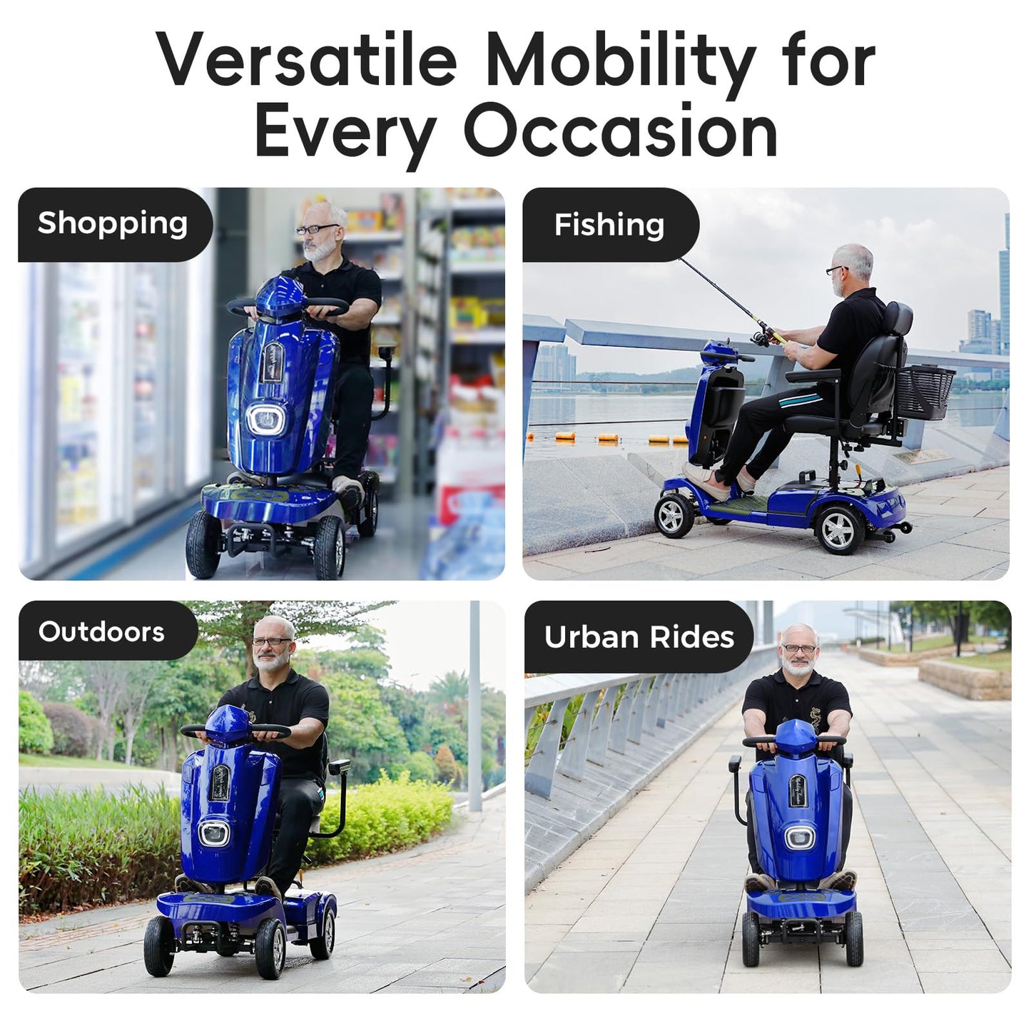 Ecomobi 20/30 Miles Heavy Duty Mobility Scooter for Seniors & Adults, 500W Motor 450 lbs Capacity, Removable Lithium Battery, 10" Tires, Off-Road Absorber, Windbreak Design