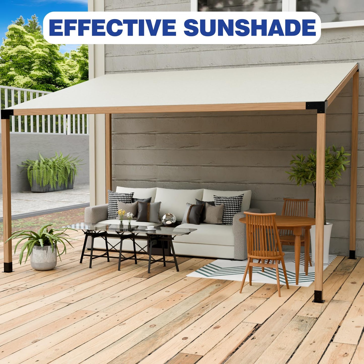 Pergola Kit - 3-Way Slanted Brackets, Powder-Coated, 4" x 4" (Actual: 3.5x3.5 Inch), Hardware for Outdoor Wood Pergolas, Gazebos, Sheds (8 pcs)