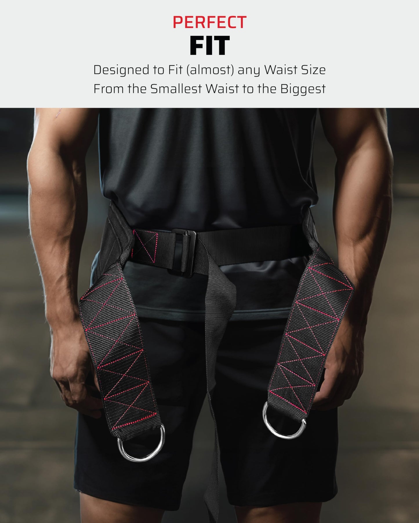 THEFITGUY Sled Pulling Belt, Adjustable Closure, 2 Straps & 4 Hooks - for Multidirectional Resistance Training, Strength and Agility
