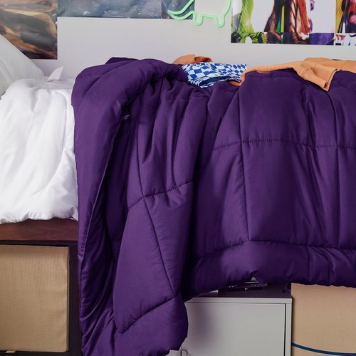Bedsure Comforter Duvet Insert - All-Season Twin Size Quilted Down Alternative Blanket, Purple 88 x 68 Inches
