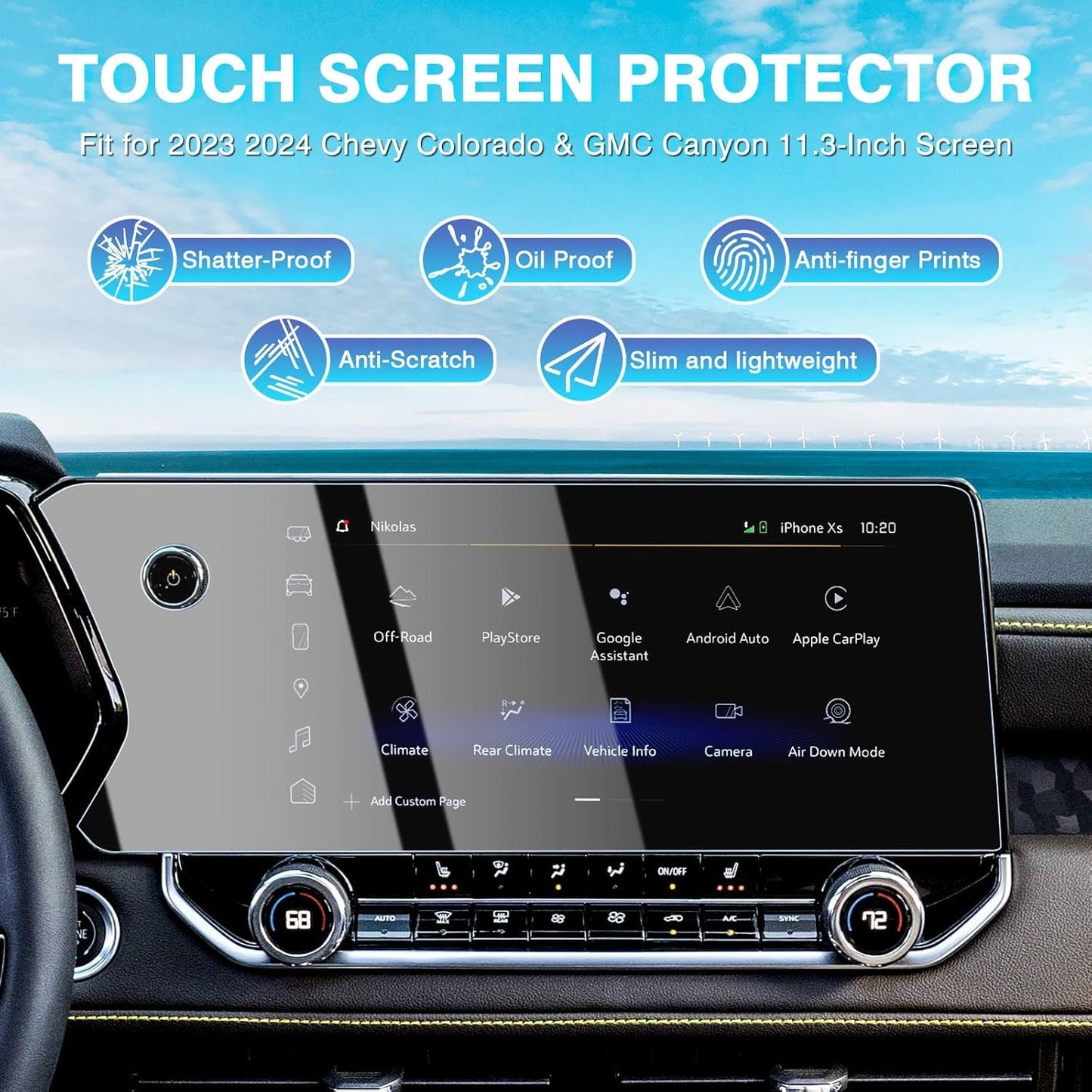 2 Pack 2026 2025-2023 ZR2 Z71 AT4 /AT4X 11.3-Inch Karltys Screen Protector for Chevy Colorado /GMC Canyon /Denali