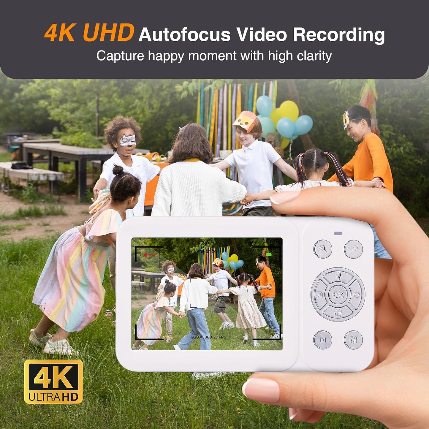 VisionX 4K 7-12, 64MP 32GB 18X 2 Digital Camera for Kids Ages Point and Shoot Digital Camera for Vlogging with SD Card