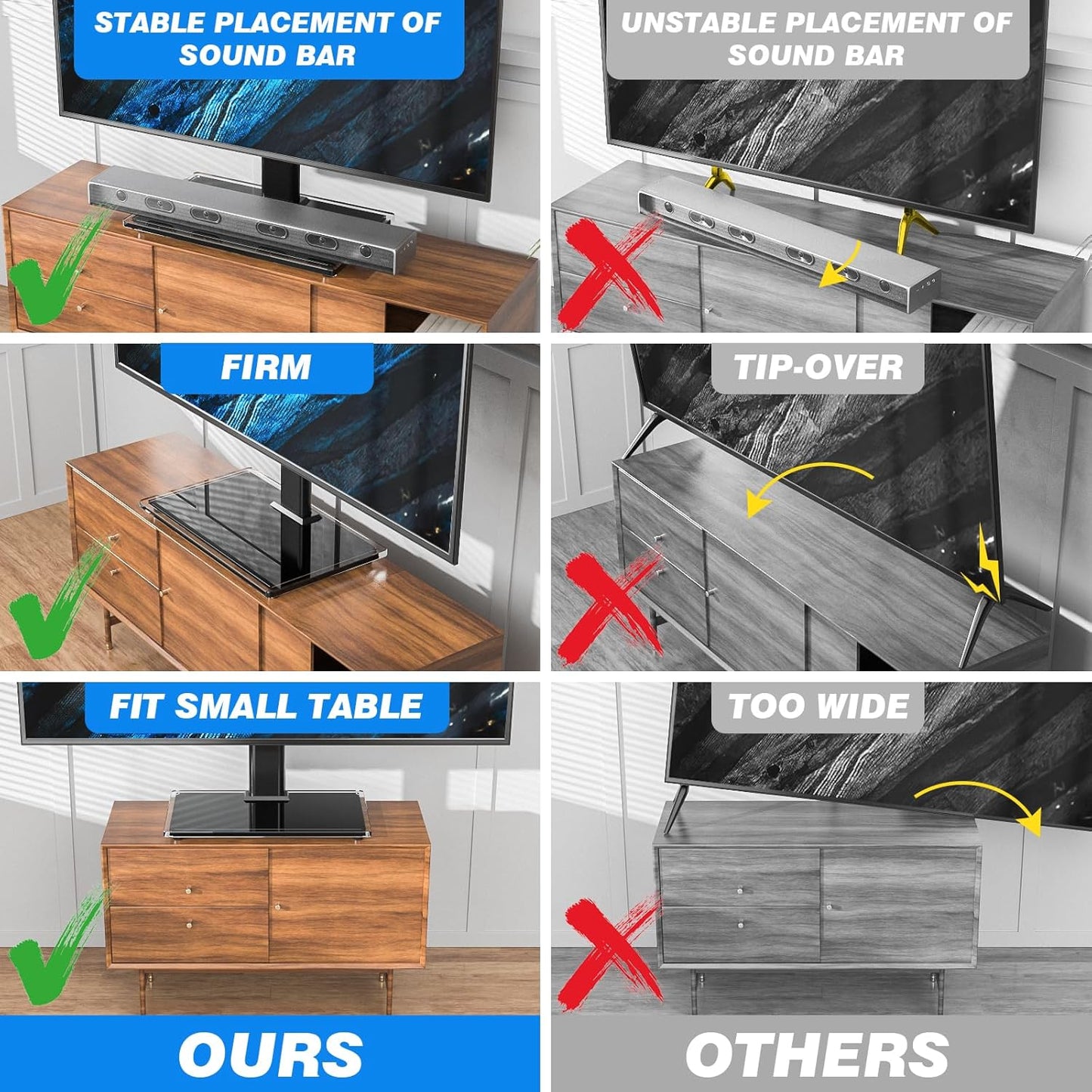 Rfiver 27-60 Inch 88lbs, 400x400mm Universal Table Top TV Stand TV Base Replacement for Most LCD LED Flat Curved Screen
