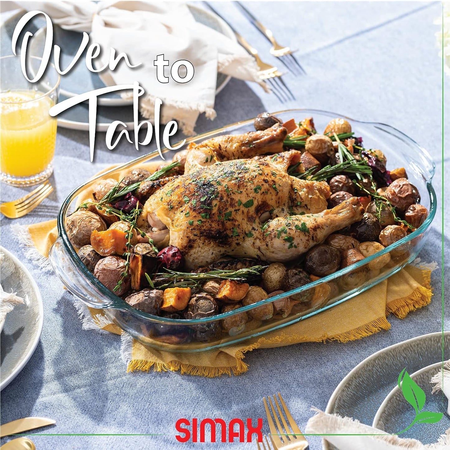 Simax Casserole Dish - 8 Quart Borosilicate Glass Baking Dish With High Lid | Oven, Microwave & Dishwasher Safe