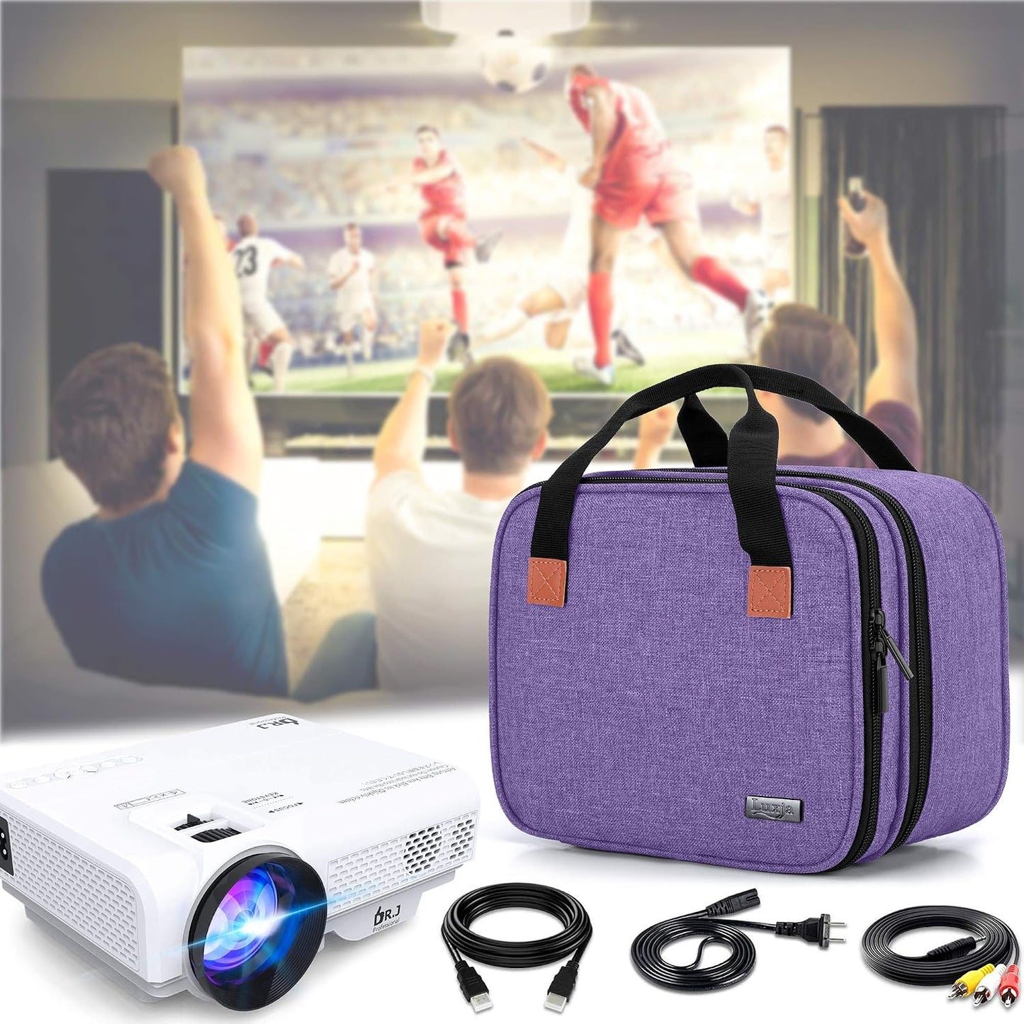 LUXJA Mini Projector Carry Case - Portable Protective Bag in Purple