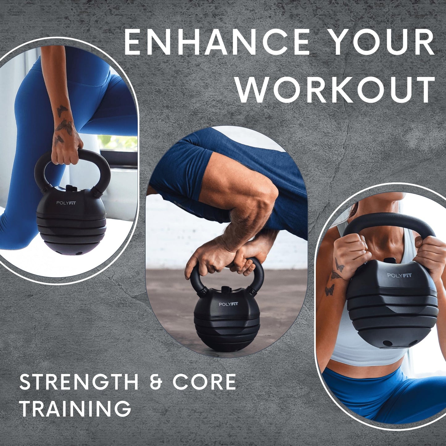 Polyfit Adjustable Kettlebell Set | 30/40/50 lbs | Kettlebell Weights for Home Gym (BLACK - 40 LB)